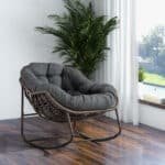 Hand-Woven Rattan Rocking Chair with Ergonomic Design - Grey - Image 2