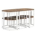 Modern Compact Dining Set with Triangular Chairs for 6 - White and Cherry - Image 10