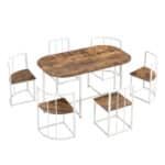 Modern Compact Dining Set with Triangular Chairs for 6 - White and Cherry - Image 9