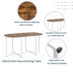 Modern Compact Dining Set with Triangular Chairs for 6 - White and Cherry - Image 3