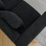 Teddy Fabric Deep Seating 2-Seater Sectional Sofa with 2 Pillows - Black - Image 7