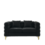 Teddy Fabric Deep Seating 2-Seater Sectional Sofa with 2 Pillows - Black - Image 6