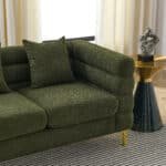 Teddy Fabric Deep Seating 2-Seater Sectional Sofa with 2 Pillows - Green - Image 9