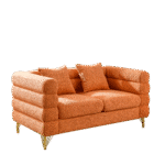 Teddy Fabric Deep Seating 2-Seater Sectional Sofa with 2 Pillows - Orange - Image 5