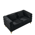 Teddy Fabric Deep Seating 2-Seater Sectional Sofa with 2 Pillows - Black - Image 4