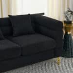 Teddy Fabric Deep Seating 2-Seater Sectional Sofa with 2 Pillows - Black - Image 8
