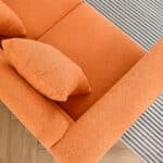 Teddy Fabric Deep Seating 2-Seater Sectional Sofa with 2 Pillows - Orange - Image 7