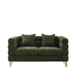 Teddy Fabric Deep Seating 2-Seater Sectional Sofa with 2 Pillows - Green - Image 6