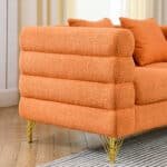 Teddy Fabric Deep Seating 2-Seater Sectional Sofa with 2 Pillows - Orange - Image 8