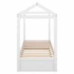 Pine Wood House Bed with Trundle for Creative Decoration - White - Image 12