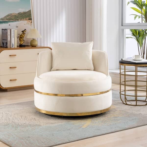 Ultimate Beige Velvet Barrel Chair | Premium Modern Accent Seat