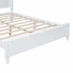 Wood Platform Bed Frame with Wooden Slat Support - Retro Style - White - Image 7