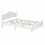 Wood Platform Bed Frame with Wooden Slat Support - Retro Style - White - Image 4