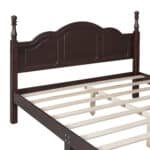 Wooden Platform Bed Frame with Slat Support - Retro Style - Dark Walnut - Image 7