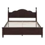 Wooden Platform Bed Frame with Slat Support - Retro Style - Dark Walnut - Image 3