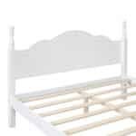 Wood Platform Bed Frame with Wooden Slat Support - Retro Style - White - Image 8