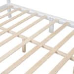 Wood Platform Bed Frame with Wooden Slat Support - Retro Style - White - Image 9