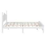 Wood Platform Bed Frame with Wooden Slat Support - Retro Style - White - Image 5
