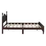 Wooden Platform Bed Frame with Slat Support - Retro Style - Dark Walnut - Image 5