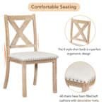 Acacia Wood Extendable Dining Table Set with Upholstered Chairs and Bench - Natural/Beige - Image 6