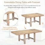Acacia Wood Extendable Dining Table Set with Upholstered Chairs and Bench - Natural/Beige - Image 5
