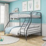 Sturdy Metal Twin-Over-Full Bunk Bed with Enhanced Guardrail and Under-Bed Storage - Black - Image 2