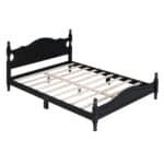 ⁦Wood Platform Bed Frame with Wooden Slat Support - Retro Style - Black⁩ - الصورة ⁦5⁩