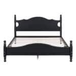 ⁦Wood Platform Bed Frame with Wooden Slat Support - Retro Style - Black⁩ - الصورة ⁦3⁩