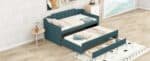 Upholstered Twin Daybed with Trundle and Storage Drawers - Green - Image 5