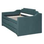 Upholstered Twin Daybed with Trundle and Storage Drawers - Green - Image 7