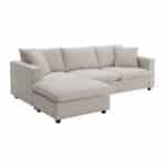 Polyester L-Shaped Sectional Sofa with Movable Ottoman and Throw Pillows - Multiple Colors - Image 9