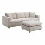 Polyester L-Shaped Sectional Sofa with Movable Ottoman and Throw Pillows - Multiple Colors - Image 10