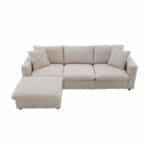 Polyester L-Shaped Sectional Sofa with Movable Ottoman and Throw Pillows - Multiple Colors - Image 7