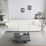 Ultimate White Chenille Mid-Century Sofa – Elegant, Comfortable & Easy to Assemble