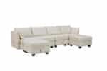 Fabric U-Shape Modular Sofa with Convertible Bed and Reversible Chaise - Gray - Image 4