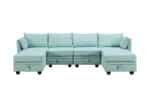 Corduroy U-Shaped Modular Sofa with Storage Ottoman - 6-Seater - Versatile Configuration - Image 25