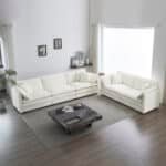 Elegant White Chenille Living Room Sofa - Comfortable & Modern