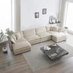 Chenille U-Shaped Modular Sofa with Reversible Chaise and Double Ottomans - Gray
