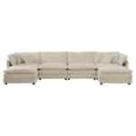 Chenille U-Shaped Modular Sofa with Reversible Chaise and Double Ottomans - Gray - Image 10