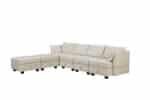 Fabric U-Shape Modular Sofa with Convertible Bed and Reversible Chaise - Gray - Image 5