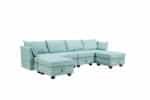 Corduroy U-Shaped Modular Sofa with Storage Ottoman - 6-Seater - Versatile Configuration - Image 29