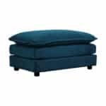 Chenille Fabric Ottoman Footrest with Premium Comfort - Blue