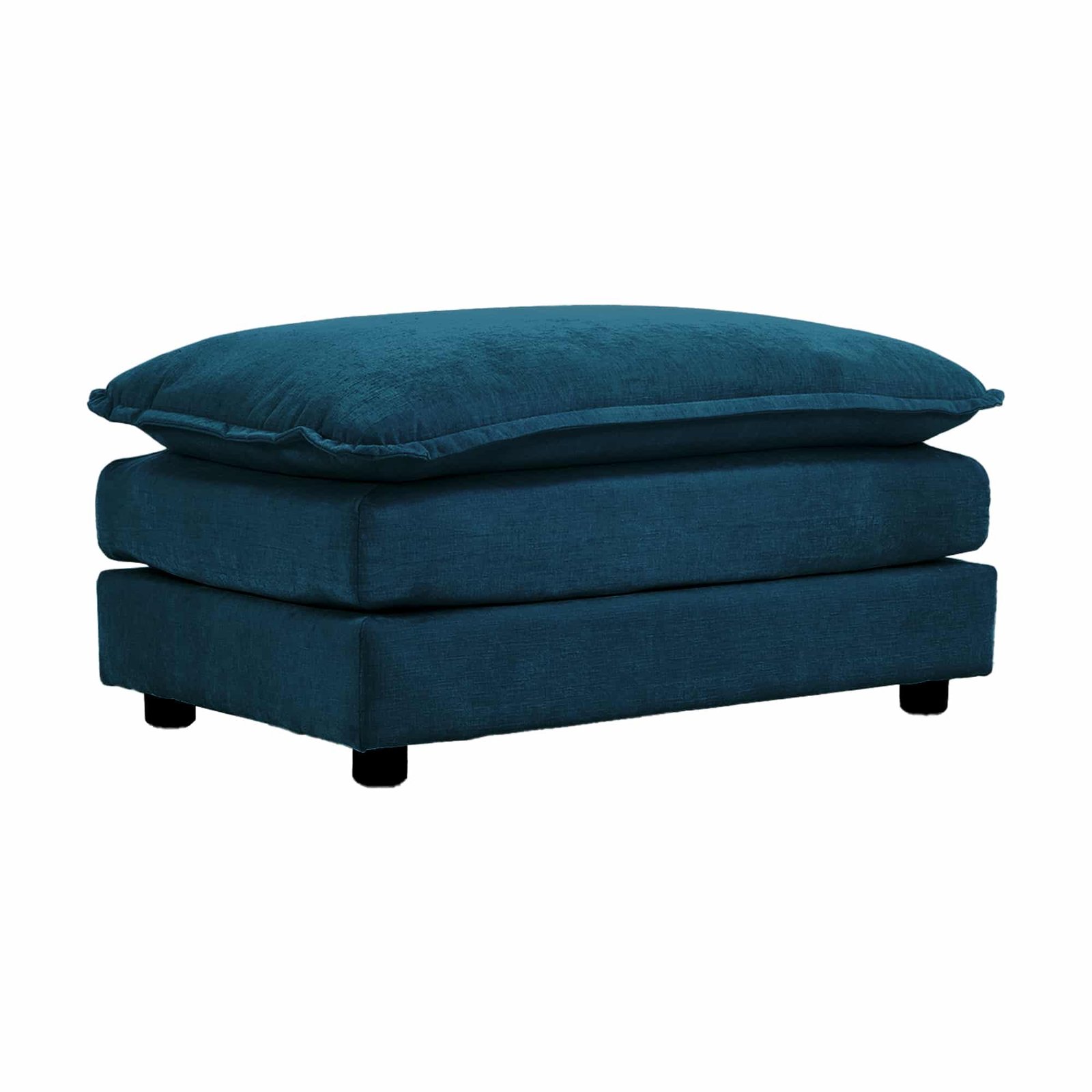 Chenille Fabric Ottoman Footrest with Premium Comfort - Blue