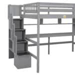 Ultimate Grey Pine Loft Bed with Study Desk, Storage & Staircase – Space-Saving & Stylish - Image 9