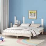 Elegant White Washed Floating Bed Frame - Modern & Space-Saving