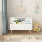 White MDF Toy Box with Front Bookshelf and Flip-Top Lid - Kids Room Organizer - Image 2