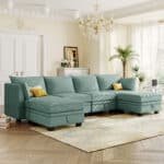 Corduroy U-Shaped Modular Sofa with Storage Ottoman - 6-Seater - Versatile Configuration - Image 23