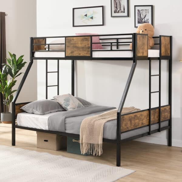 Sturdy Metal Bunk Bed with Storage – Space-Saving & Easy to Assemble