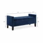 Velvet Upholstered Storage Bench with Tufted Buttons and Armrest - Navy - Image 10