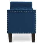 Velvet Upholstered Storage Bench with Tufted Buttons and Armrest - Navy - Image 4